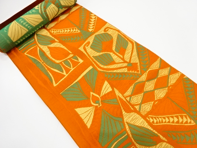 JAPANESE KIMONO / ANTIQUE BOLT FOR NAGOYA OBI / SILK / CHIKUZEN HAKATA / WOVEN FLORAL SARASA